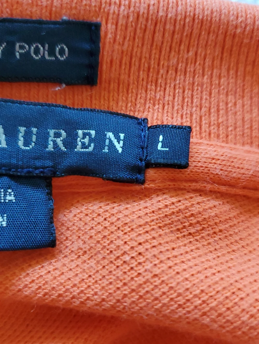 Ralph Lauren Boys Bright Orange Long-Sleeve  Skinny Polo.  Size Large